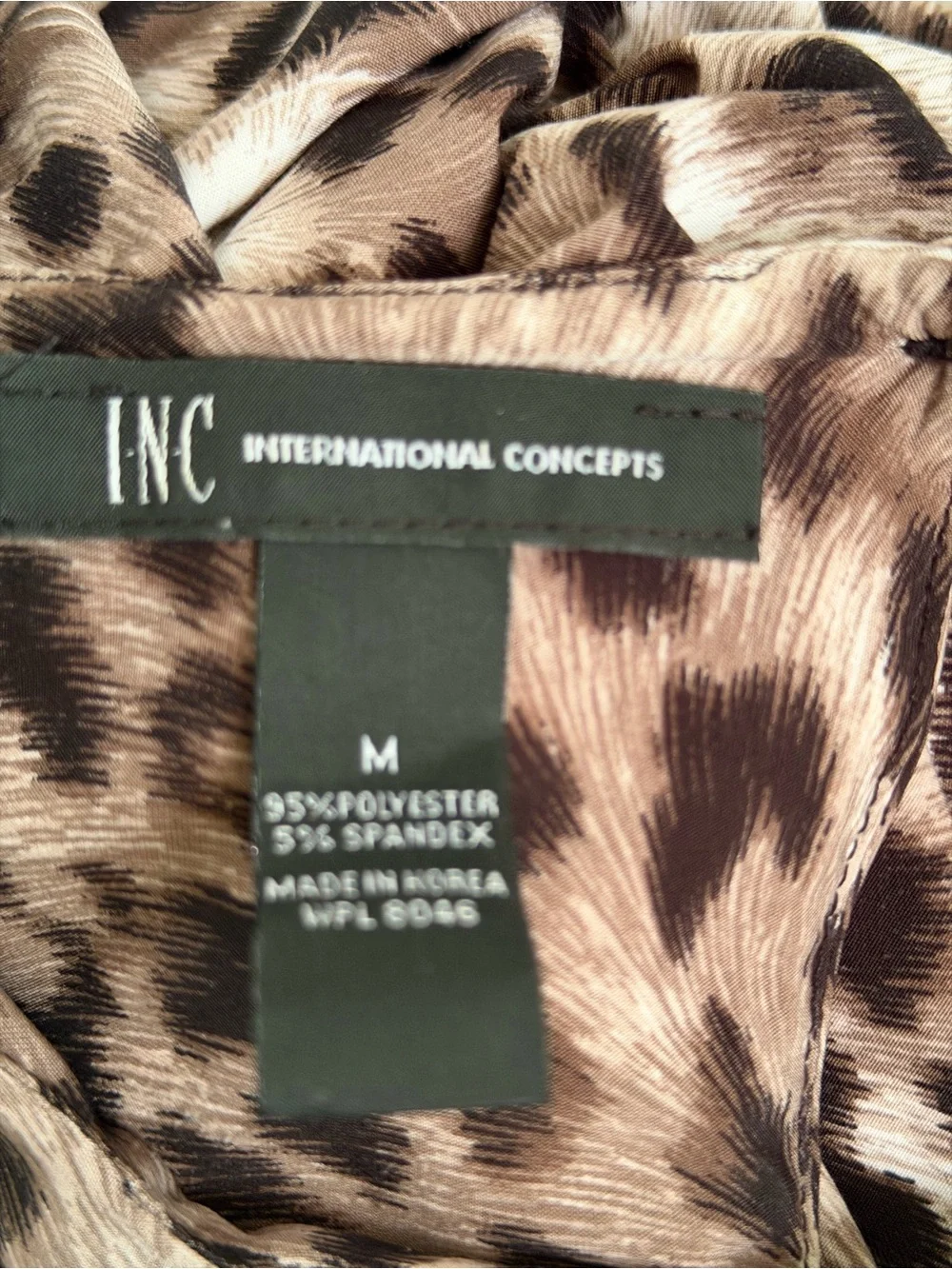 INC International Concepts Animal Print Stretch Midi Dress Sexy Sleeves Sz M